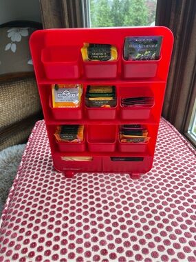 Red Multi-Compartment Tea and Small-Item Organizer by Mind Reader